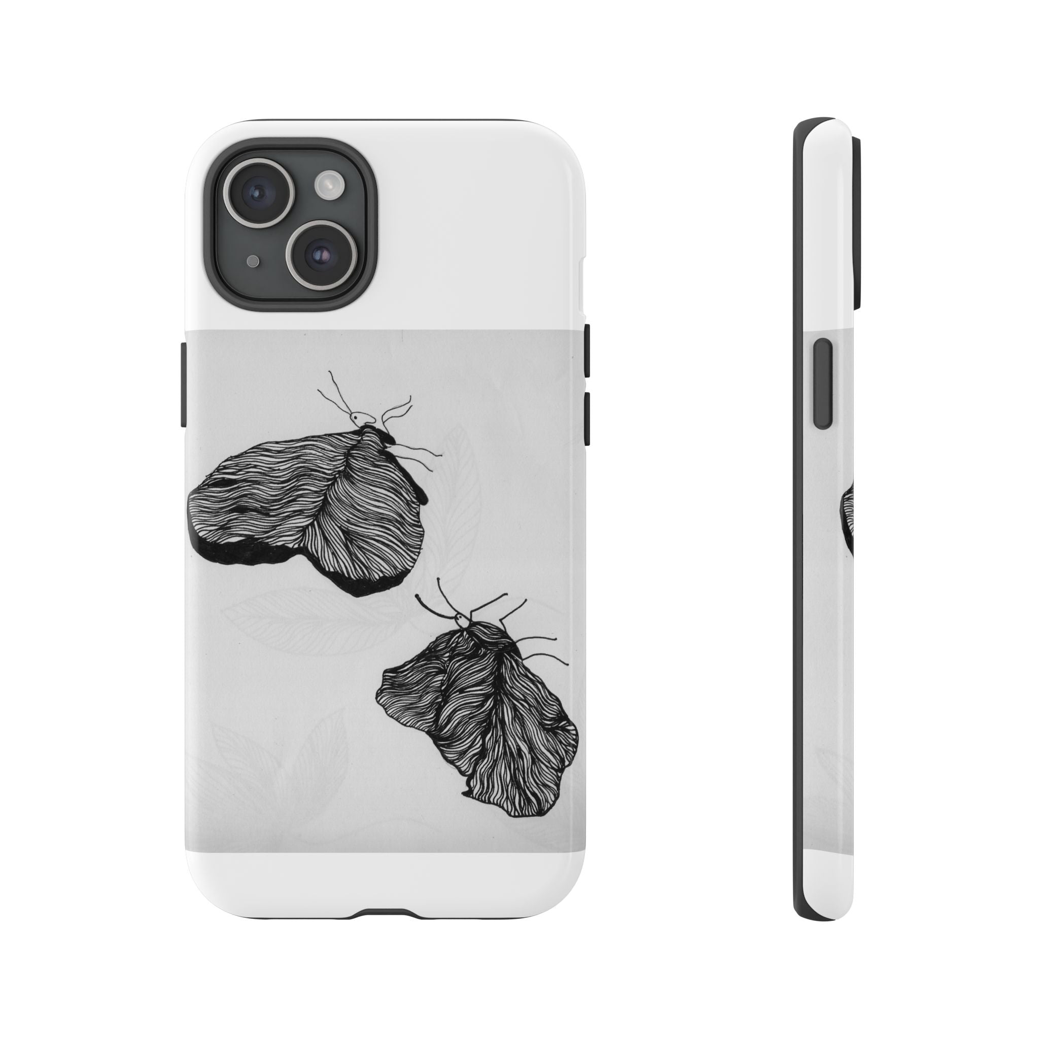 Moth Sketch Phone Case — Minimal Monochrome Insect Art iPhone Cover