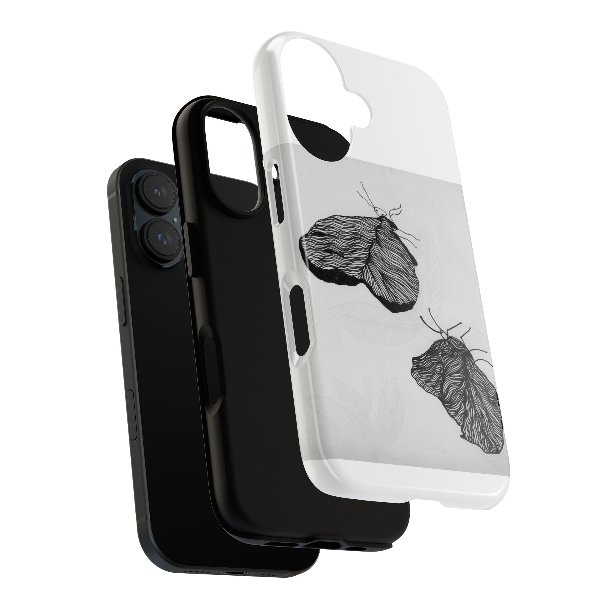 Phone Case — Minimal Black & White Moth Illustration