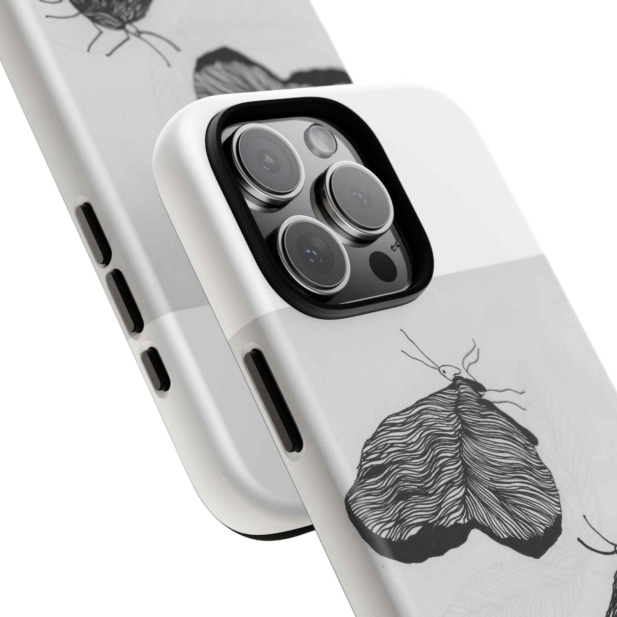 Moth Sketch Phone Case — Minimal Monochrome Insect Art iPhone Cover