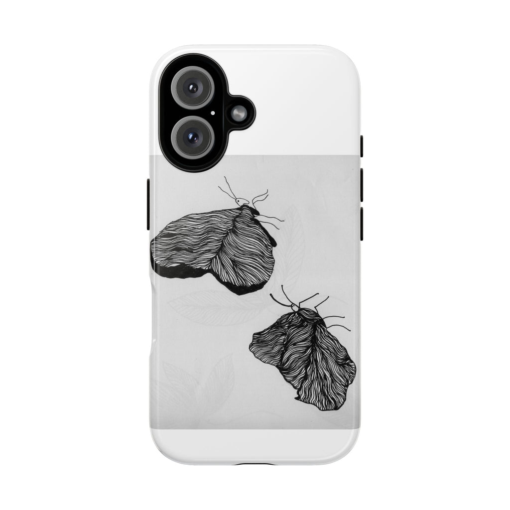 Moth Sketch Phone Case — Minimal Monochrome Insect Art iPhone Cover