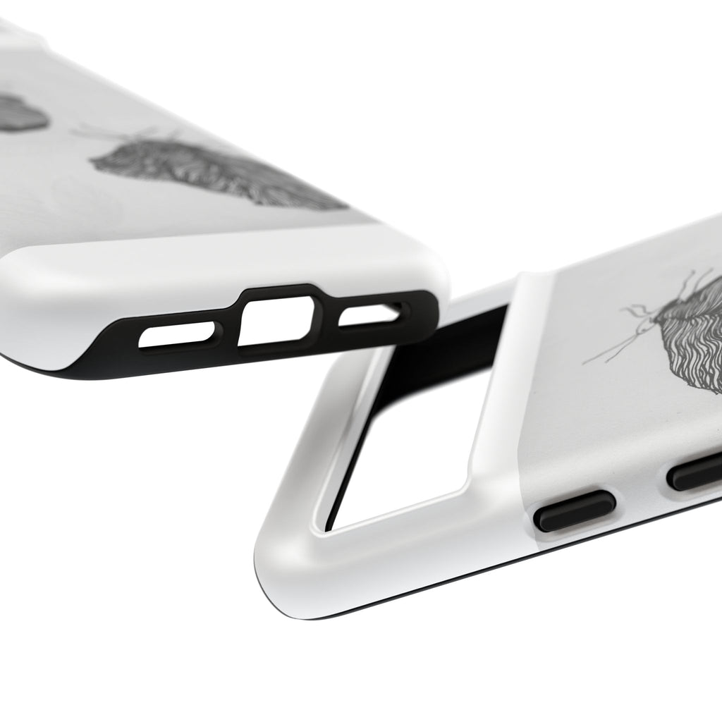 Moth Sketch Phone Case — Minimal Monochrome Insect Art iPhone Cover