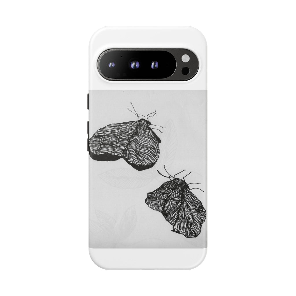 Moth Sketch Phone Case — Minimal Monochrome Insect Art iPhone Cover