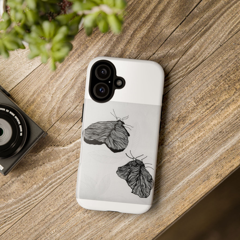 Phone Case — Minimal Black & White Moth Illustration
