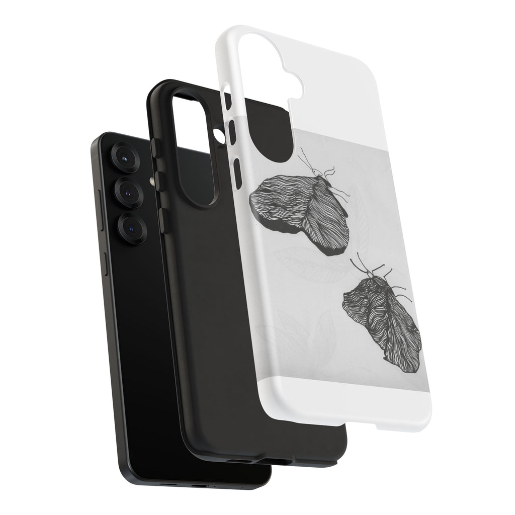 Moth Sketch Phone Case — Minimal Monochrome Insect Art iPhone Cover