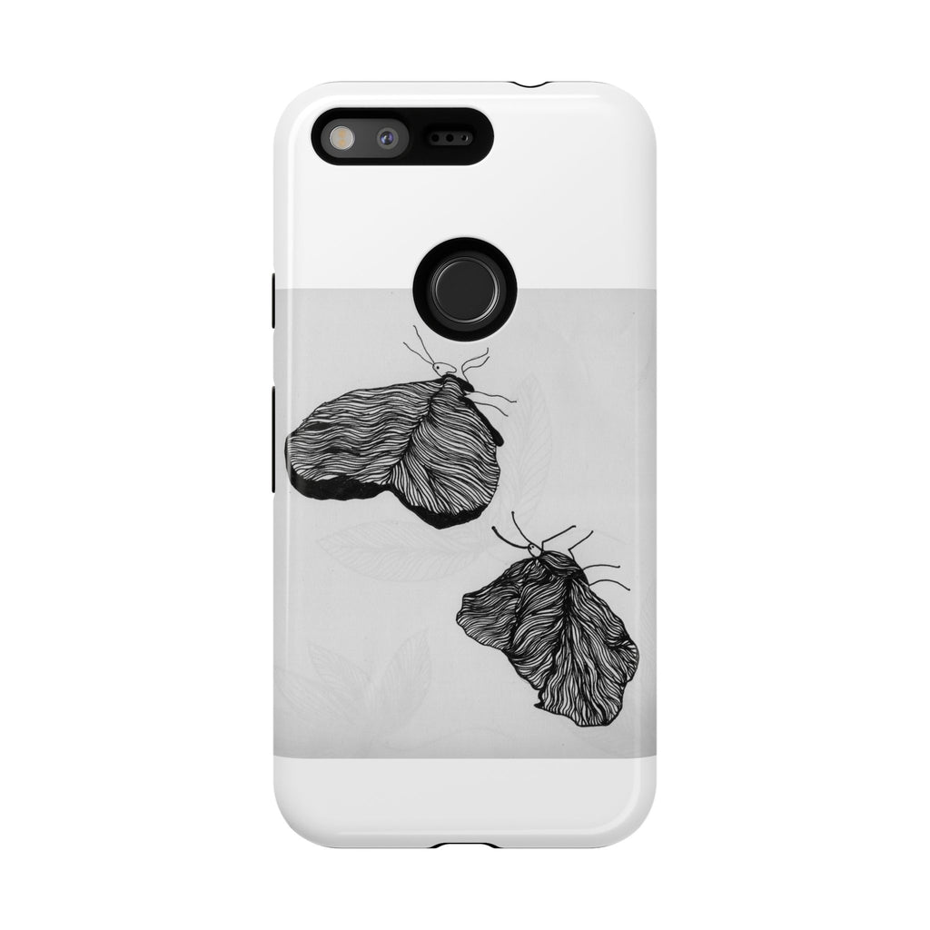 Moth Sketch Phone Case — Minimal Monochrome Insect Art iPhone Cover