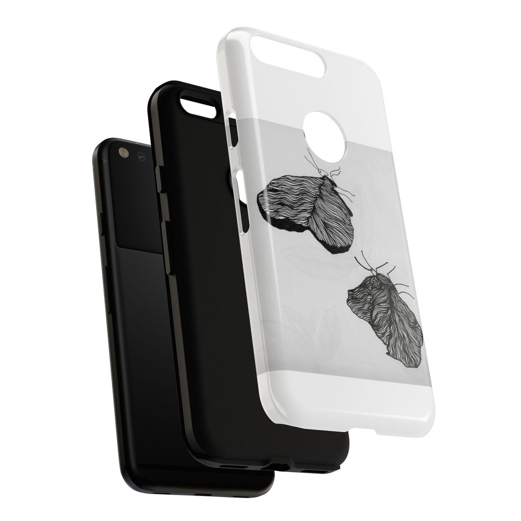 Moth Sketch Phone Case — Minimal Monochrome Insect Art iPhone Cover