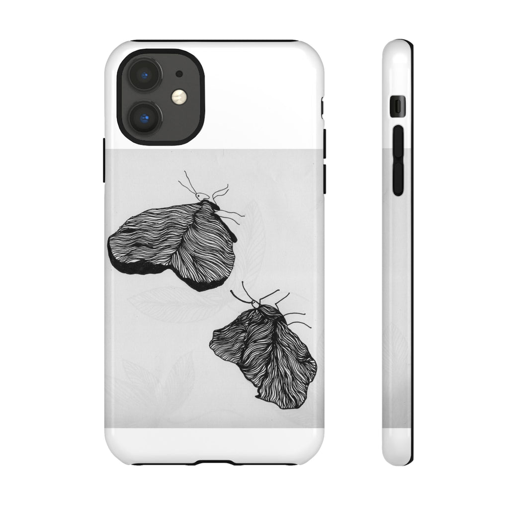 Moth Sketch Phone Case — Minimal Monochrome Insect Art iPhone Cover