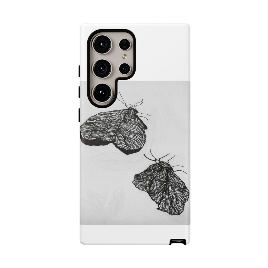 Moth Sketch Phone Case — Minimal Monochrome Insect Art iPhone Cover