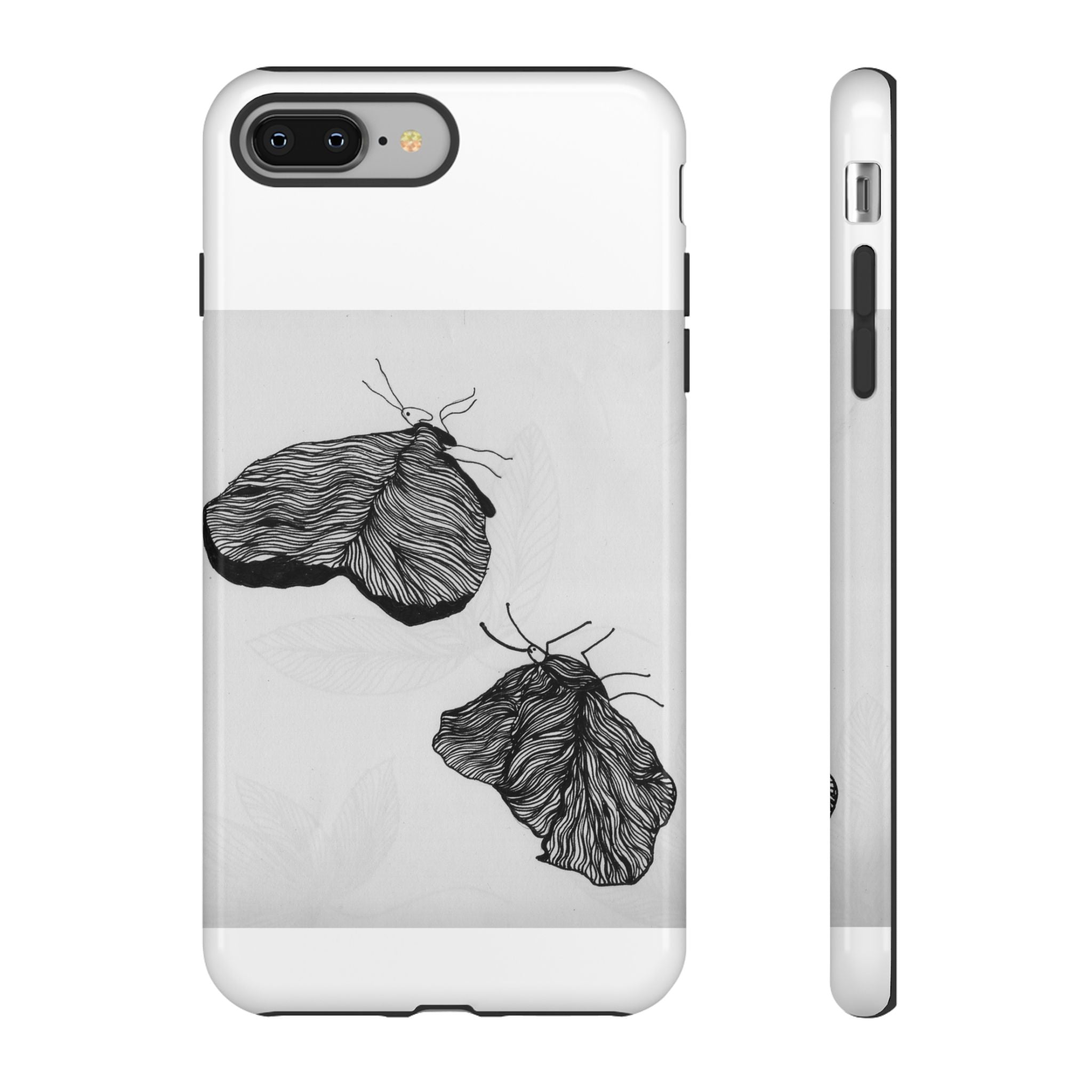 Moth Sketch Phone Case — Minimal Monochrome Insect Art iPhone Cover