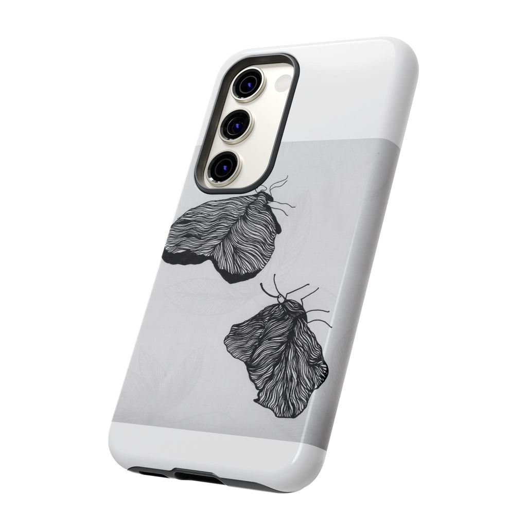 Moth Sketch Phone Case — Minimal Monochrome Insect Art iPhone Cover