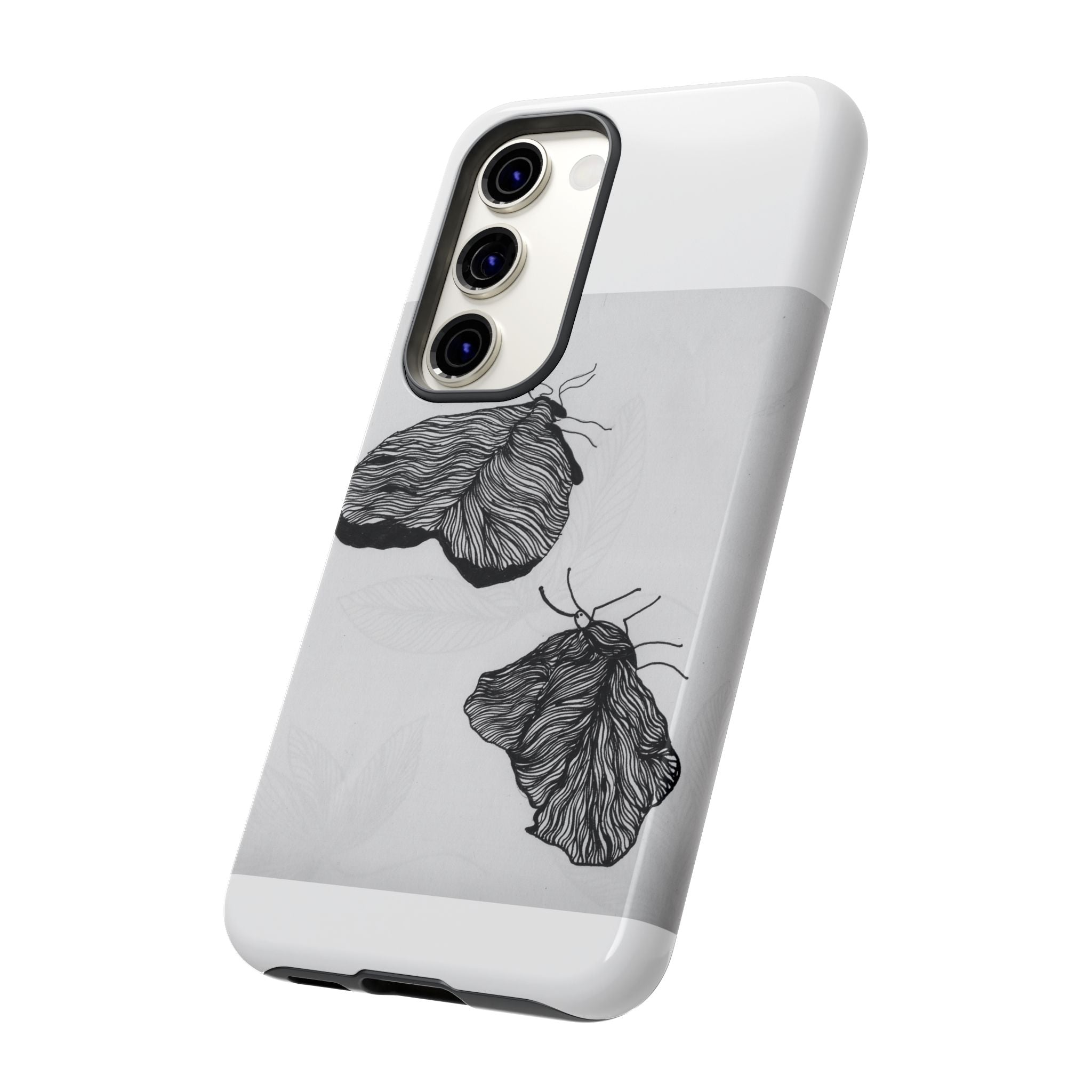 Moth Sketch Phone Case — Minimal Monochrome Insect Art iPhone Cover