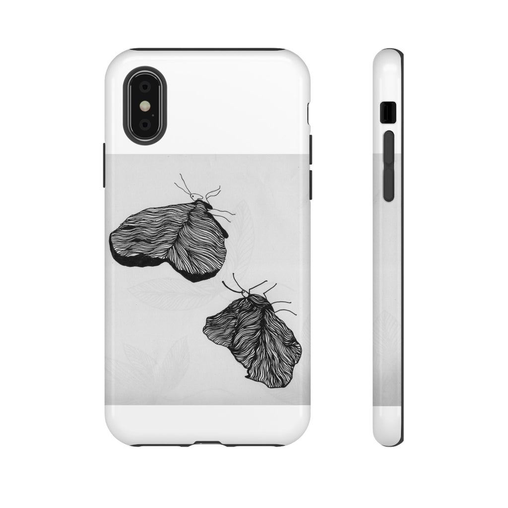 Moth Sketch Phone Case — Minimal Monochrome Insect Art iPhone Cover