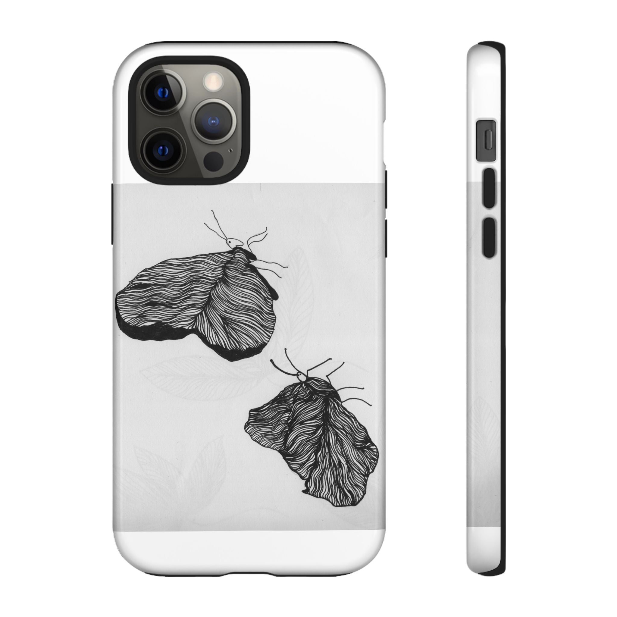 Moth Sketch Phone Case — Minimal Monochrome Insect Art iPhone Cover