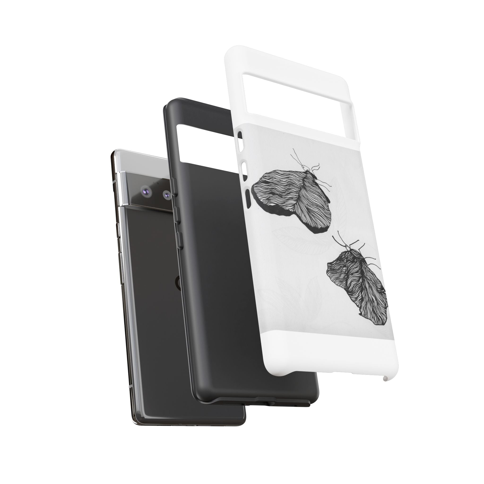 Moth Sketch Phone Case — Minimal Monochrome Insect Art iPhone Cover