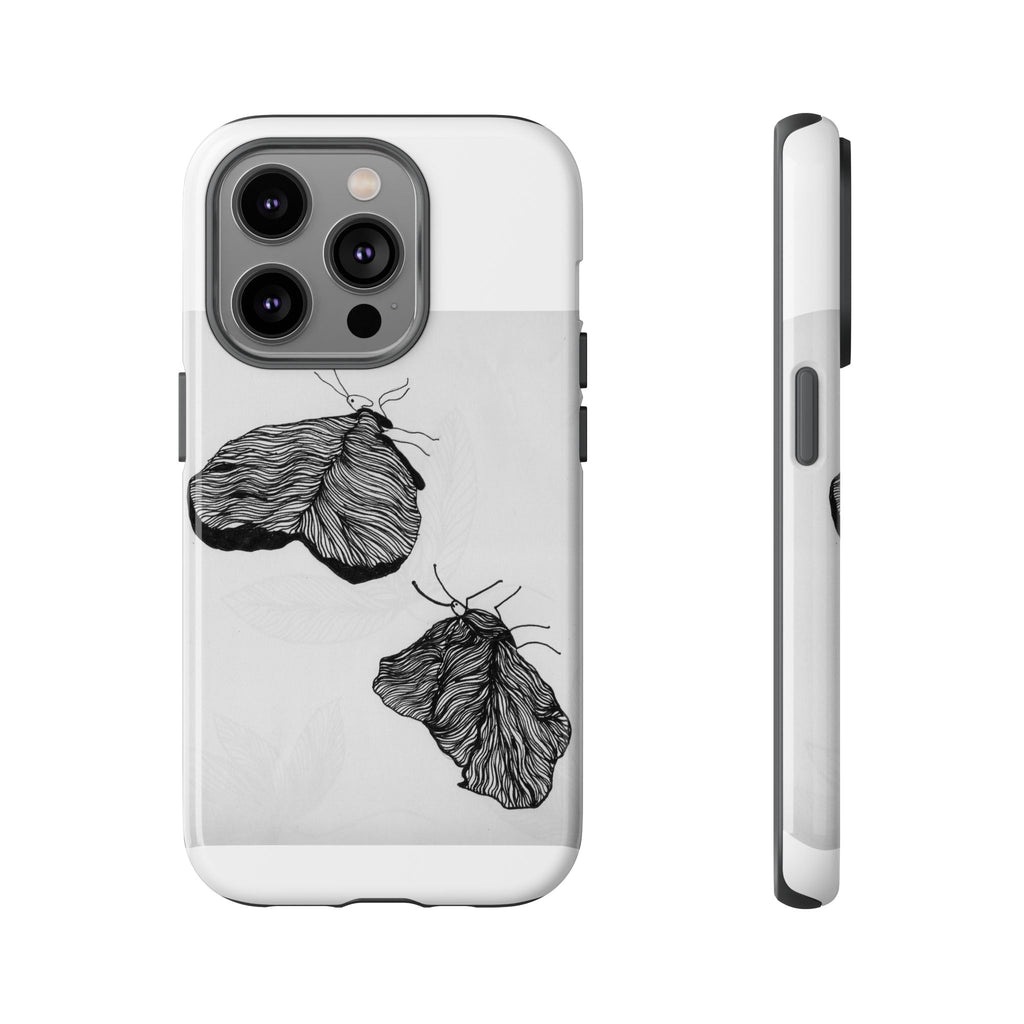 Moth Sketch Phone Case — Minimal Monochrome Insect Art iPhone Cover