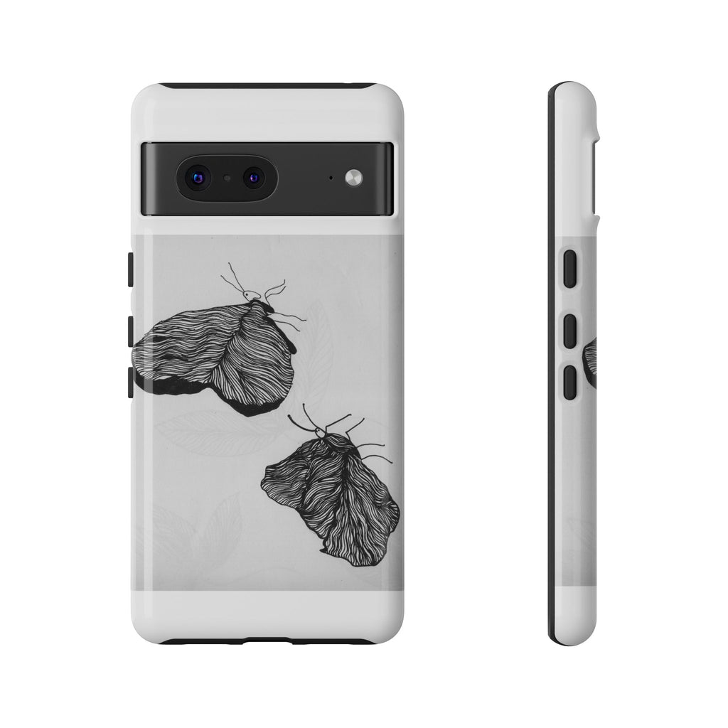 Moth Sketch Phone Case — Minimal Monochrome Insect Art iPhone Cover