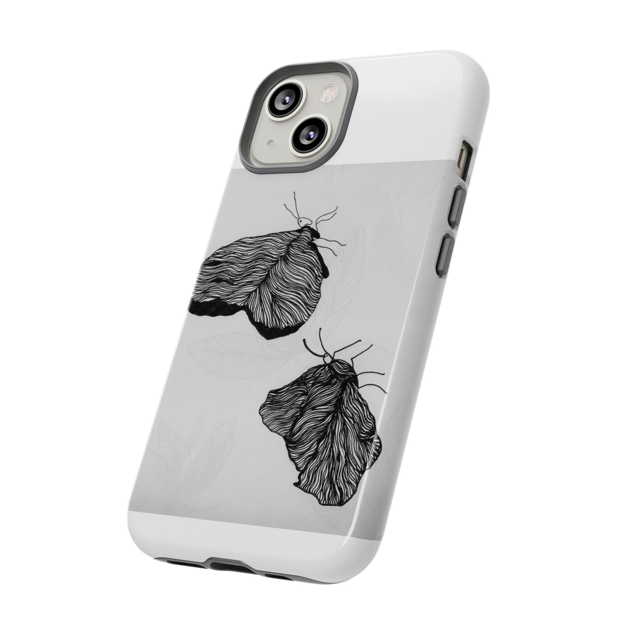 Moth Sketch Phone Case — Minimal Monochrome Insect Art iPhone Cover