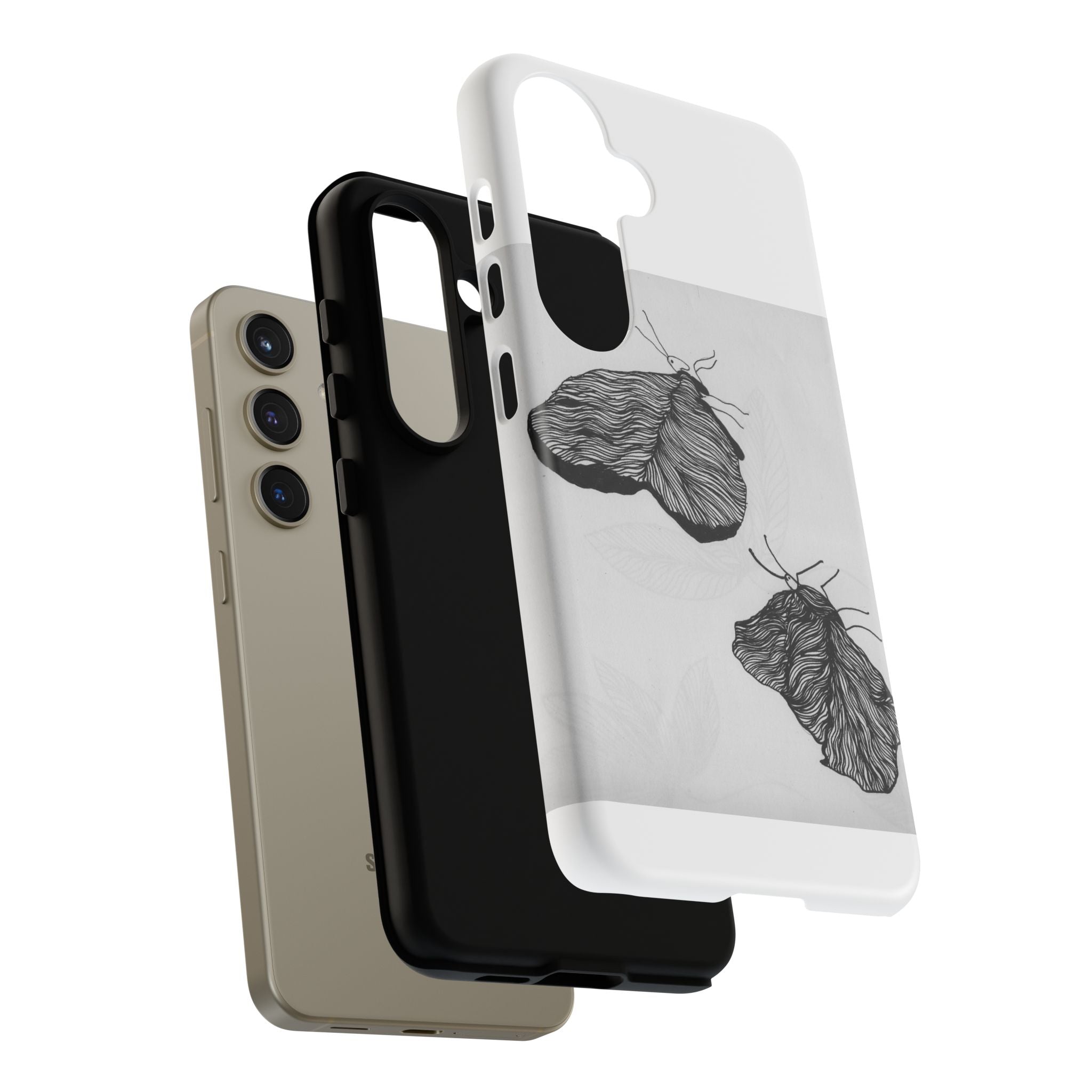 Moth Sketch Phone Case — Minimal Monochrome Insect Art iPhone Cover
