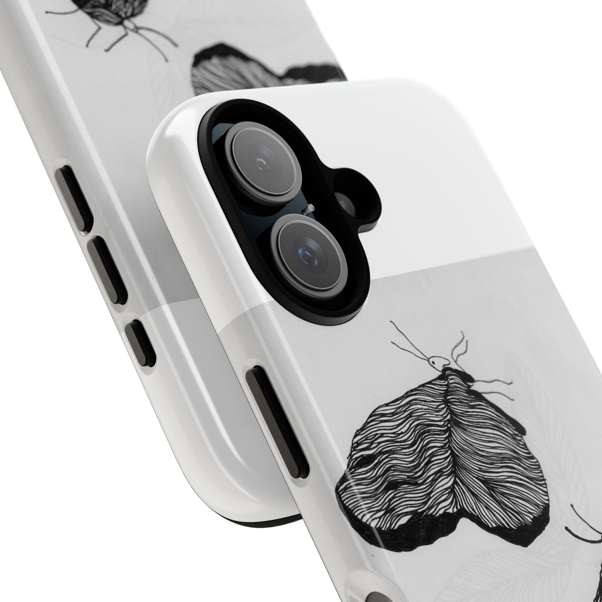 Moth Sketch Phone Case — Minimal Monochrome Insect Art iPhone Cover