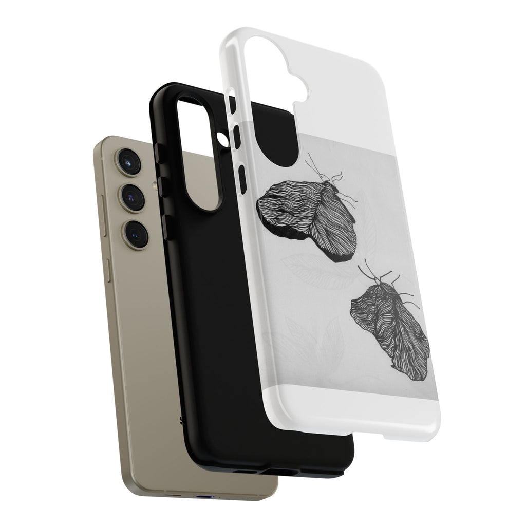 Moth Sketch Phone Case — Minimal Monochrome Insect Art iPhone Cover