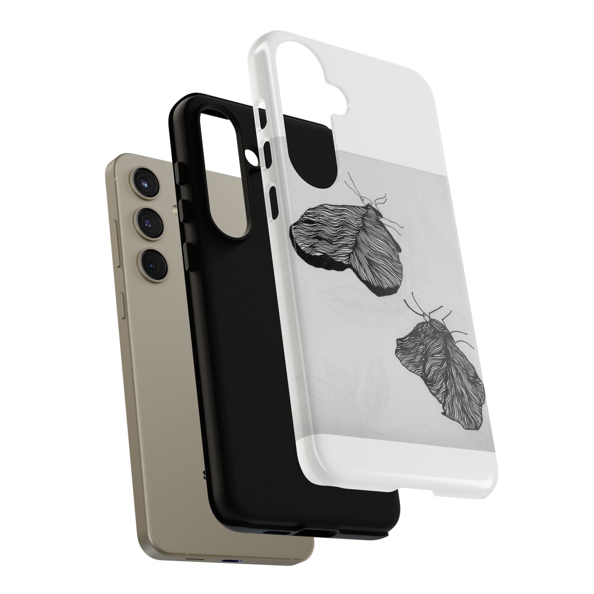 Moth Sketch Phone Case — Minimal Monochrome Insect Art iPhone Cover