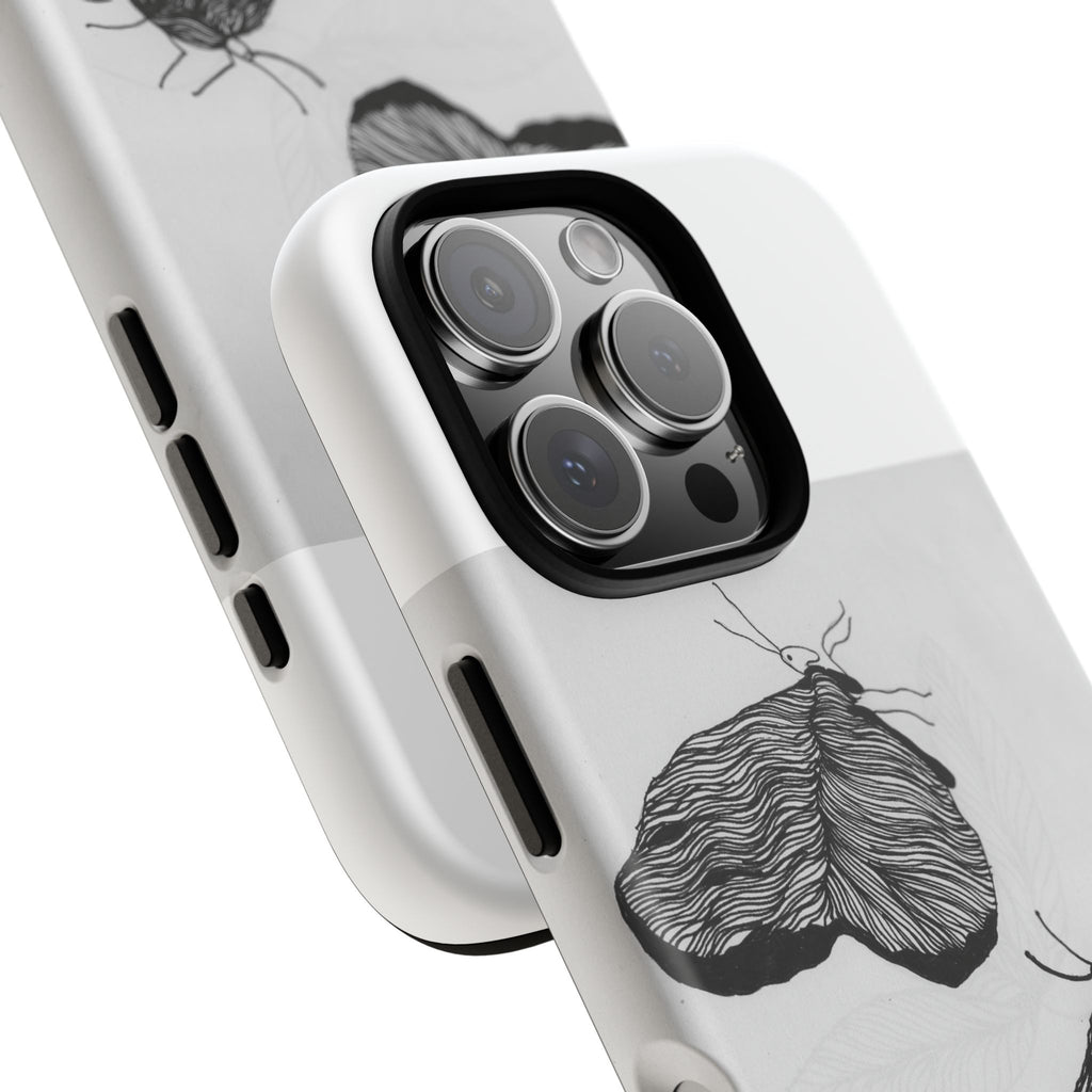 Moth Sketch Phone Case — Minimal Monochrome Insect Art iPhone Cover
