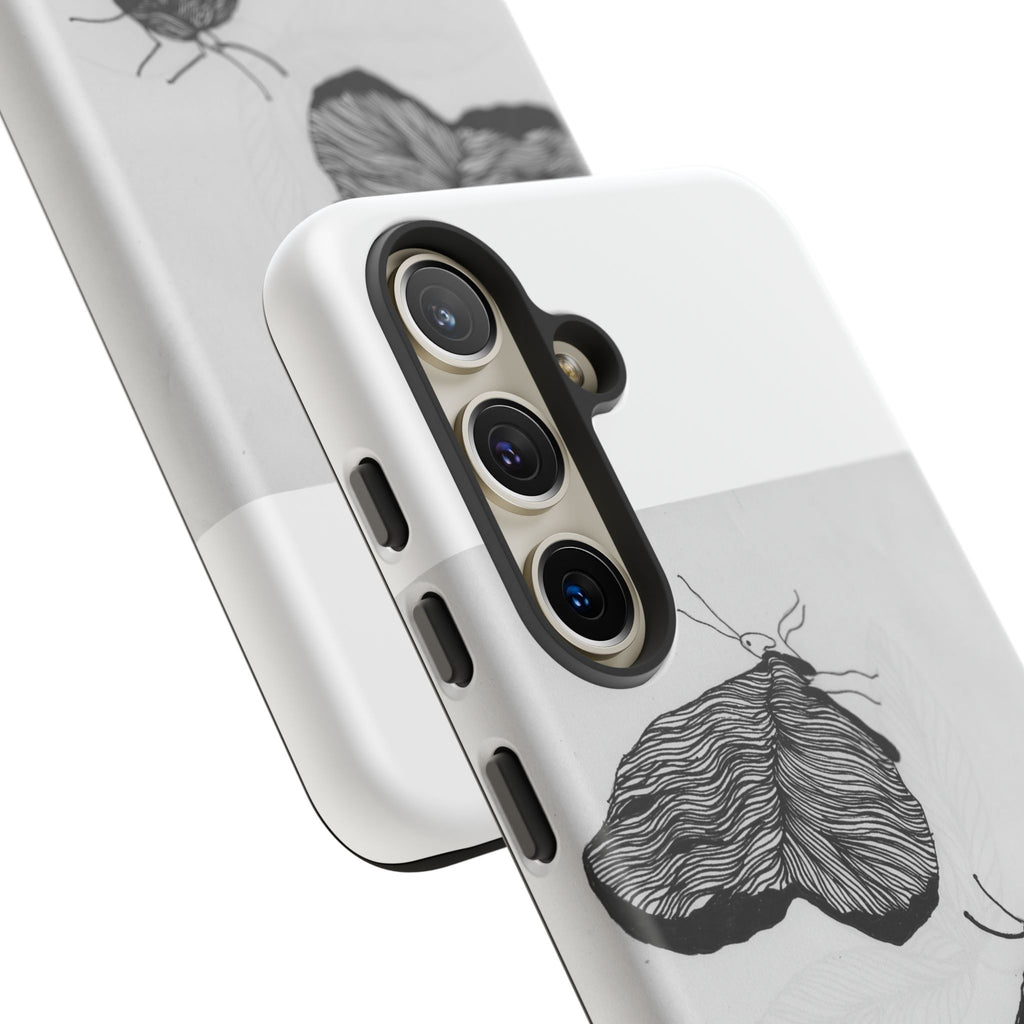 Moth Sketch Phone Case — Minimal Monochrome Insect Art iPhone Cover