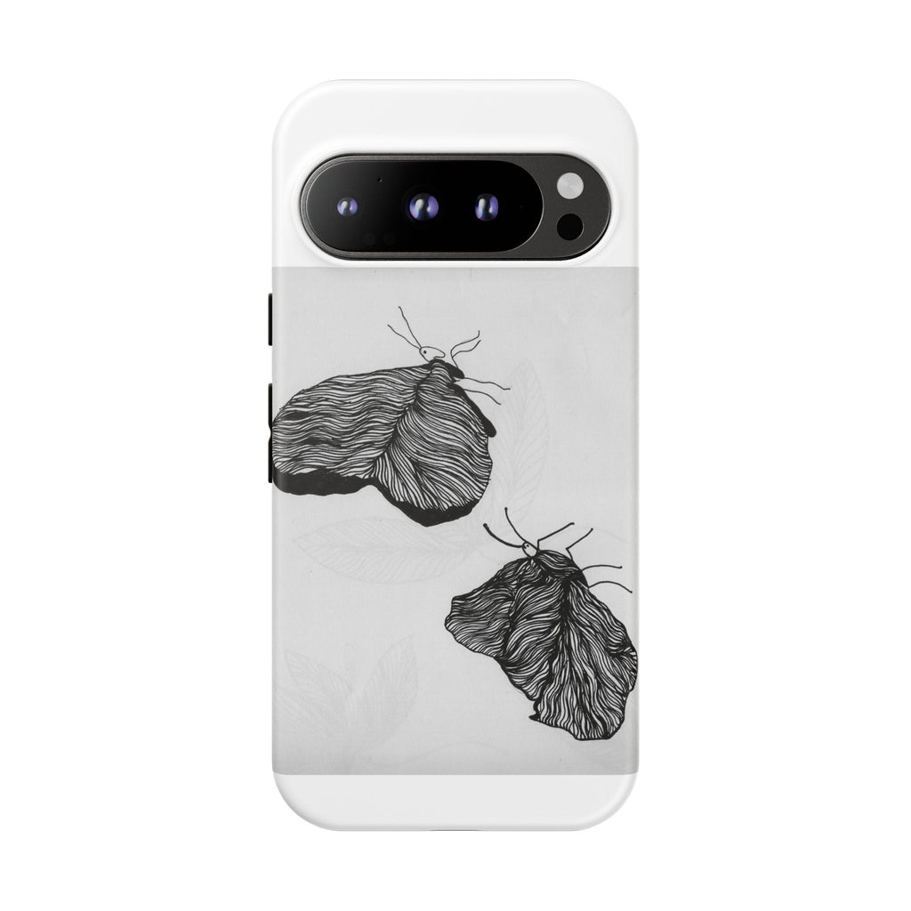 Moth Sketch Phone Case — Minimal Monochrome Insect Art iPhone Cover