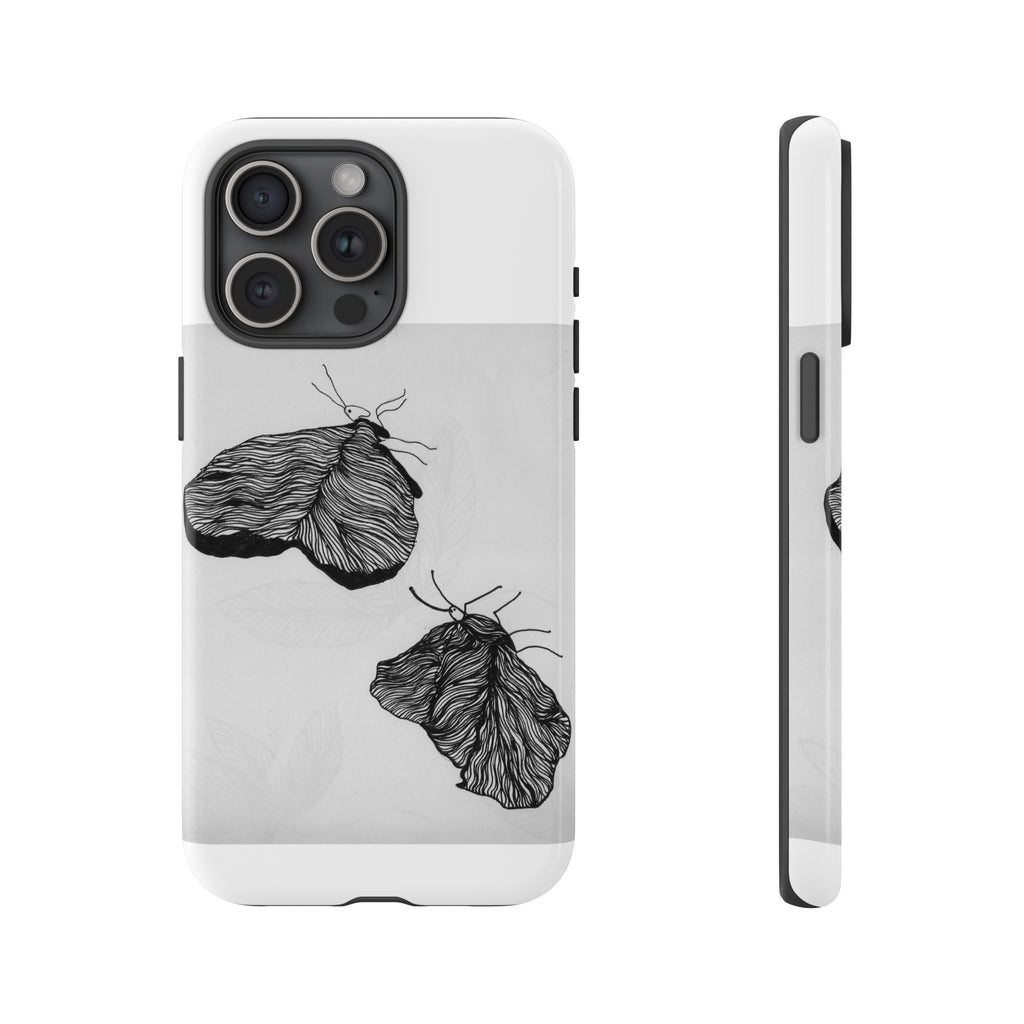 Moth Sketch Phone Case — Minimal Monochrome Insect Art iPhone Cover