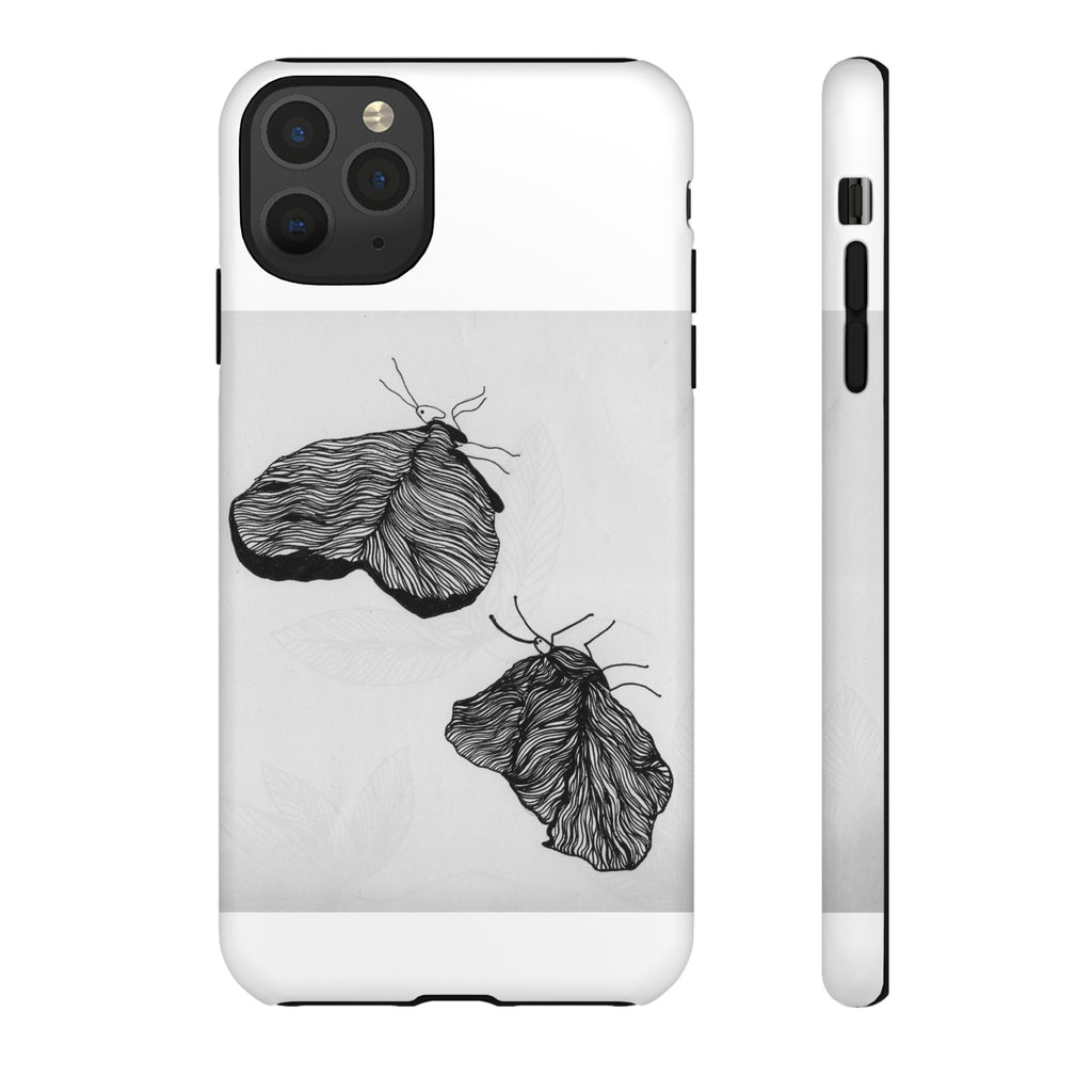 Moth Sketch Phone Case — Minimal Monochrome Insect Art iPhone Cover
