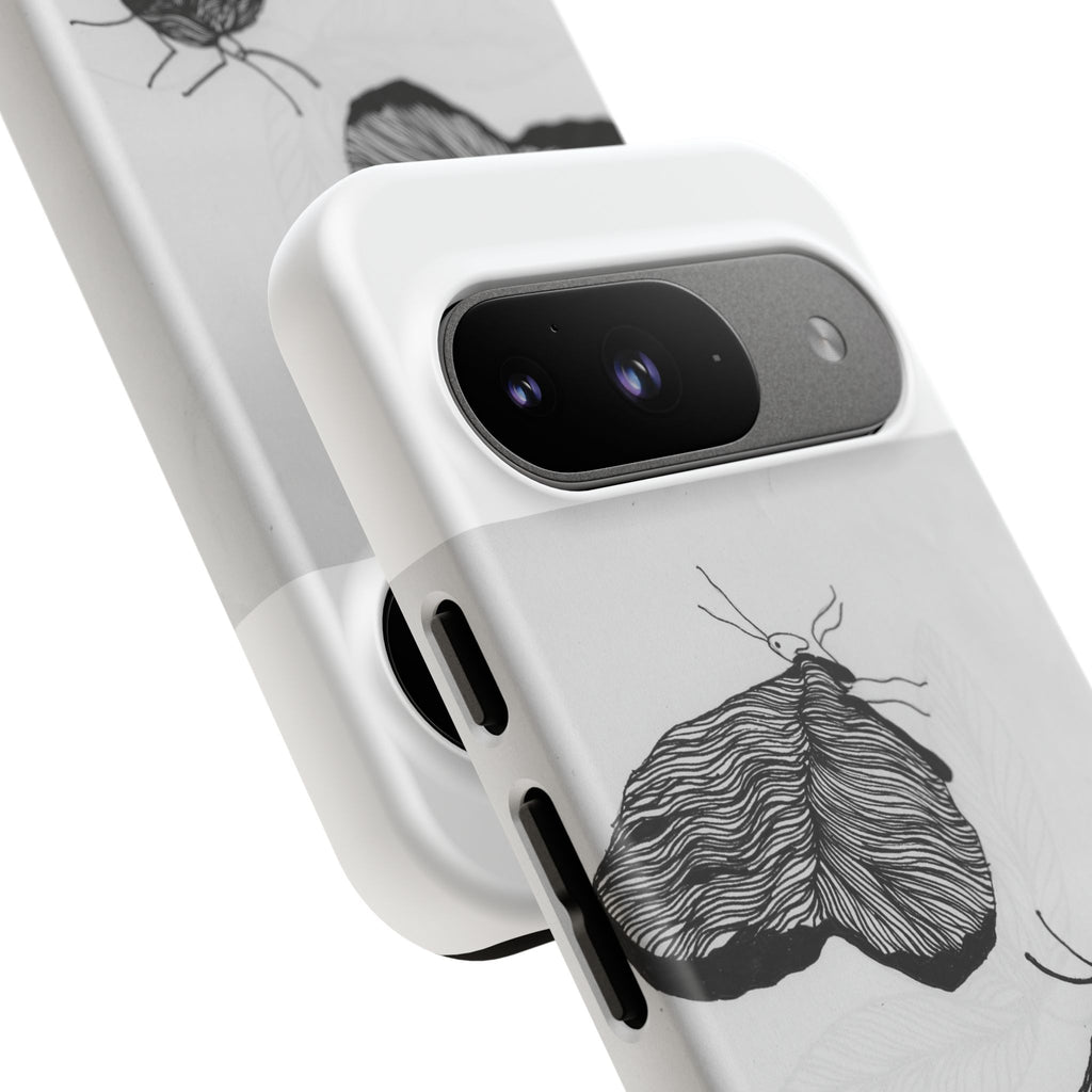 Moth Sketch Phone Case — Minimal Monochrome Insect Art iPhone Cover