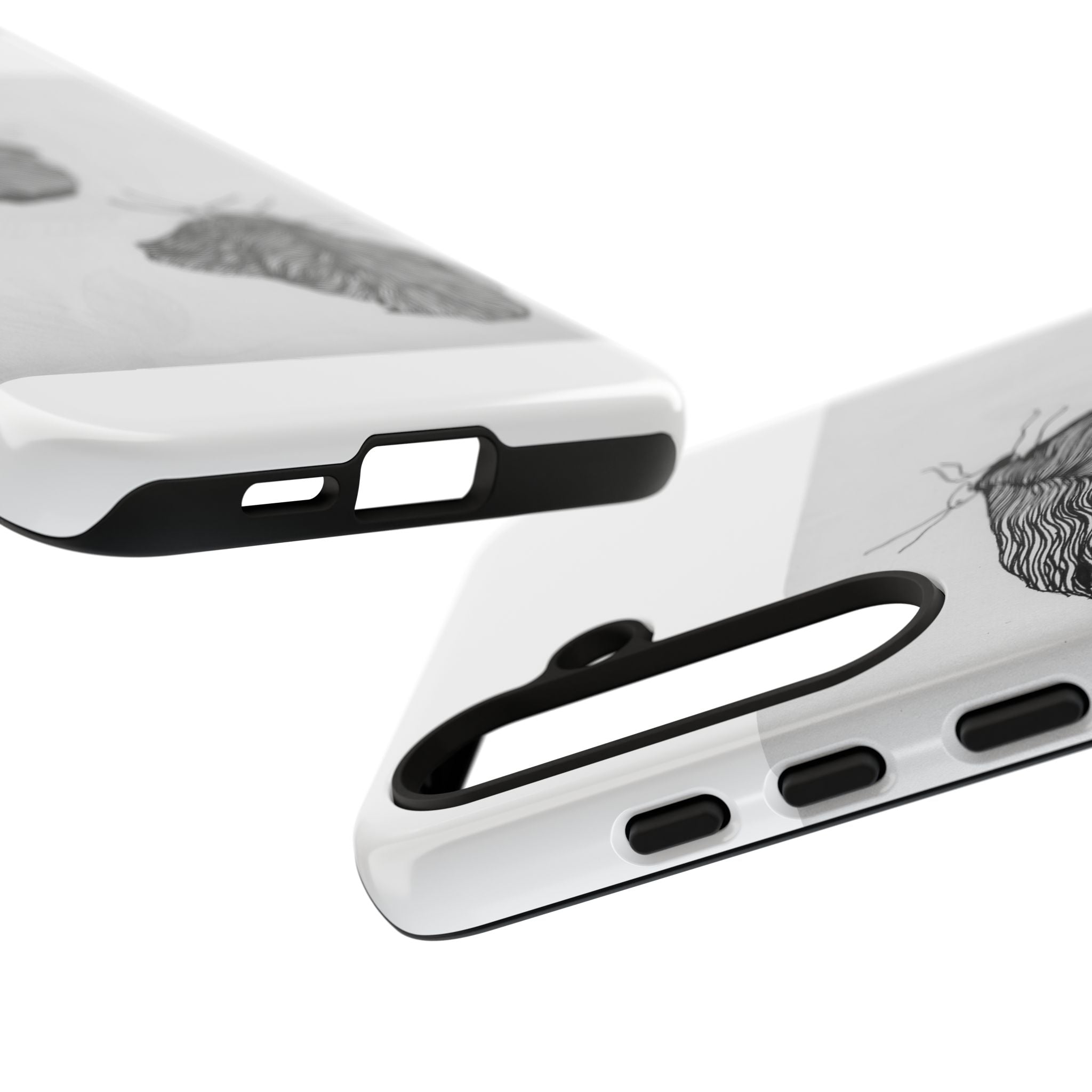 Moth Sketch Phone Case — Minimal Monochrome Insect Art iPhone Cover