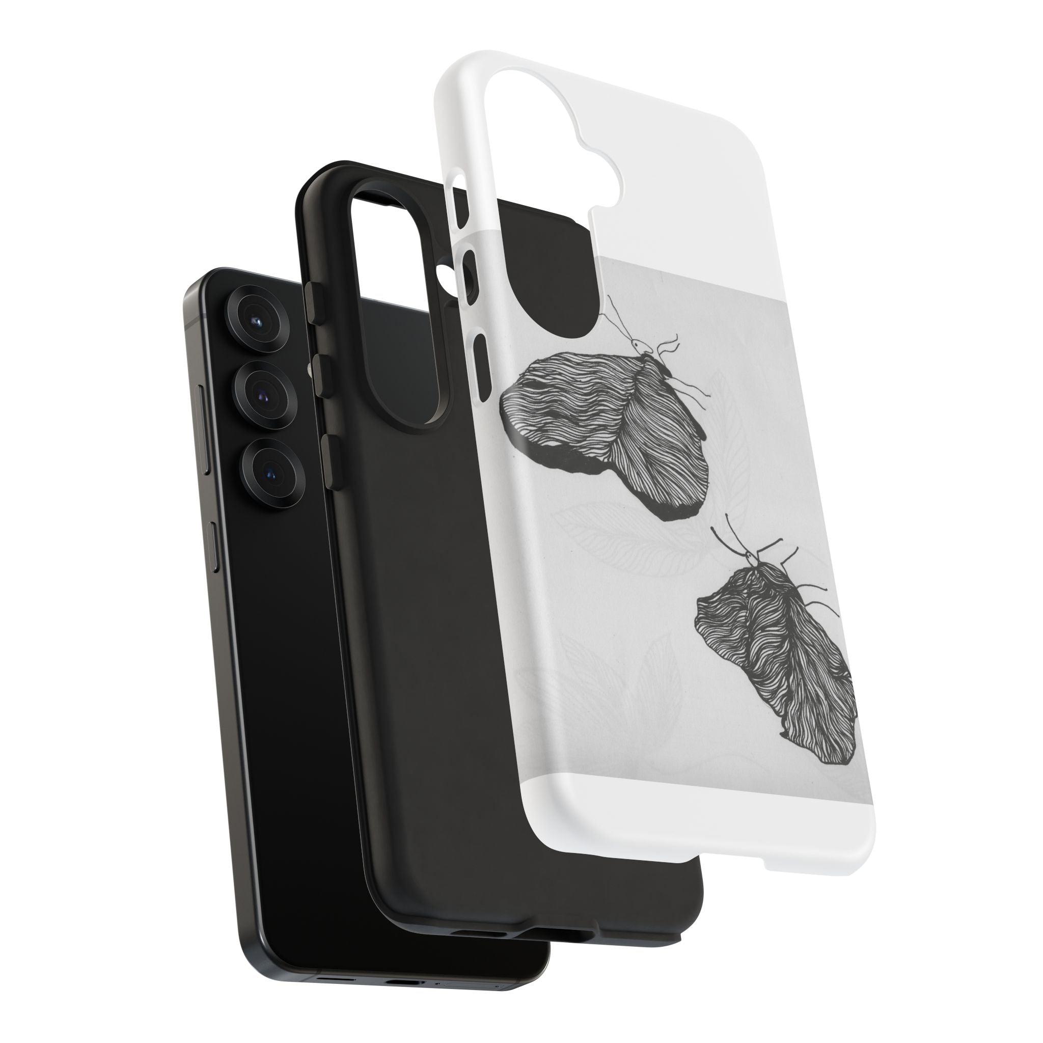 Moth Sketch Phone Case — Minimal Monochrome Insect Art iPhone Cover