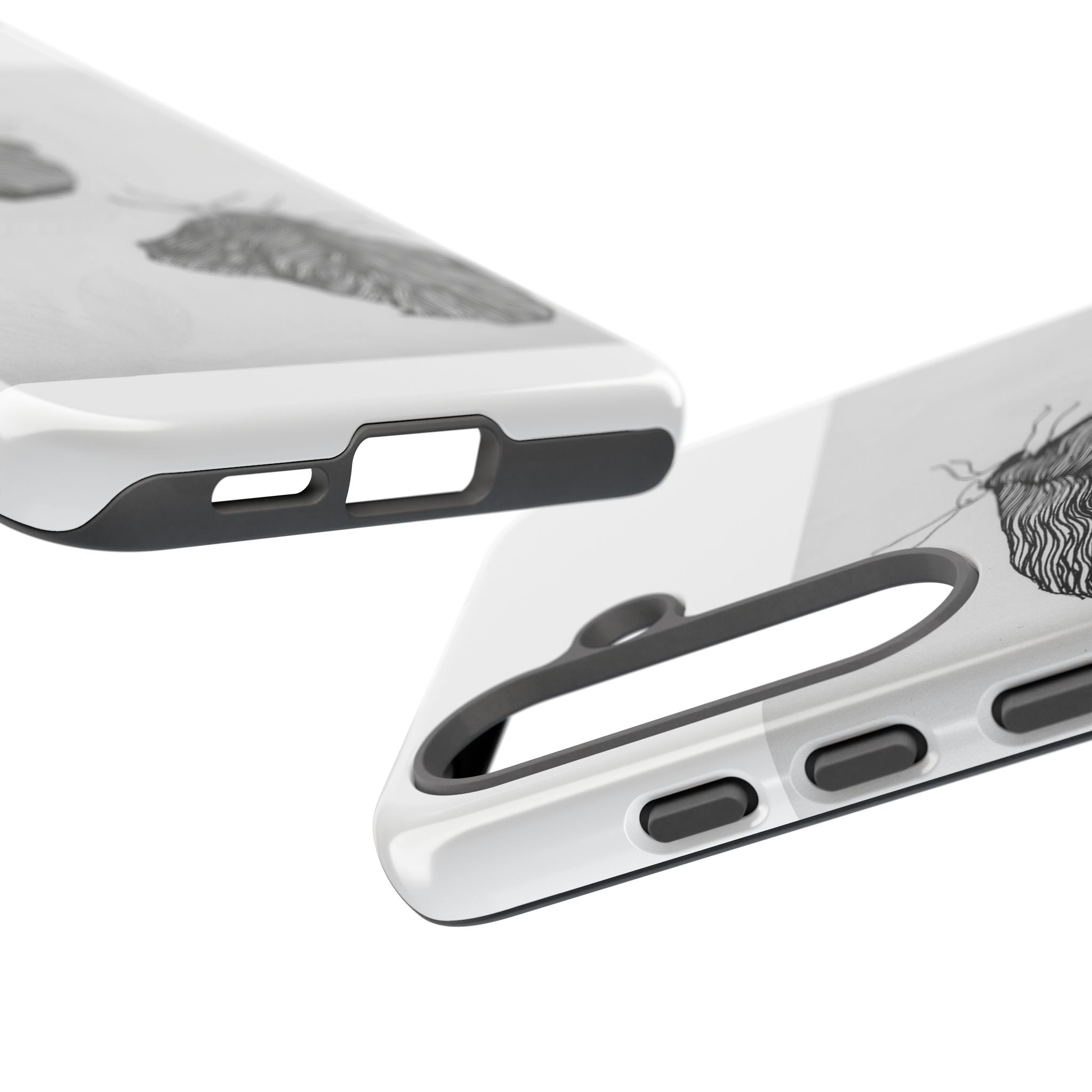 Moth Sketch Phone Case — Minimal Monochrome Insect Art iPhone Cover