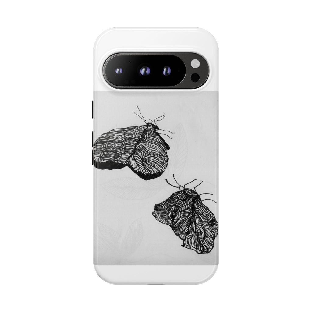 Moth Sketch Phone Case — Minimal Monochrome Insect Art iPhone Cover