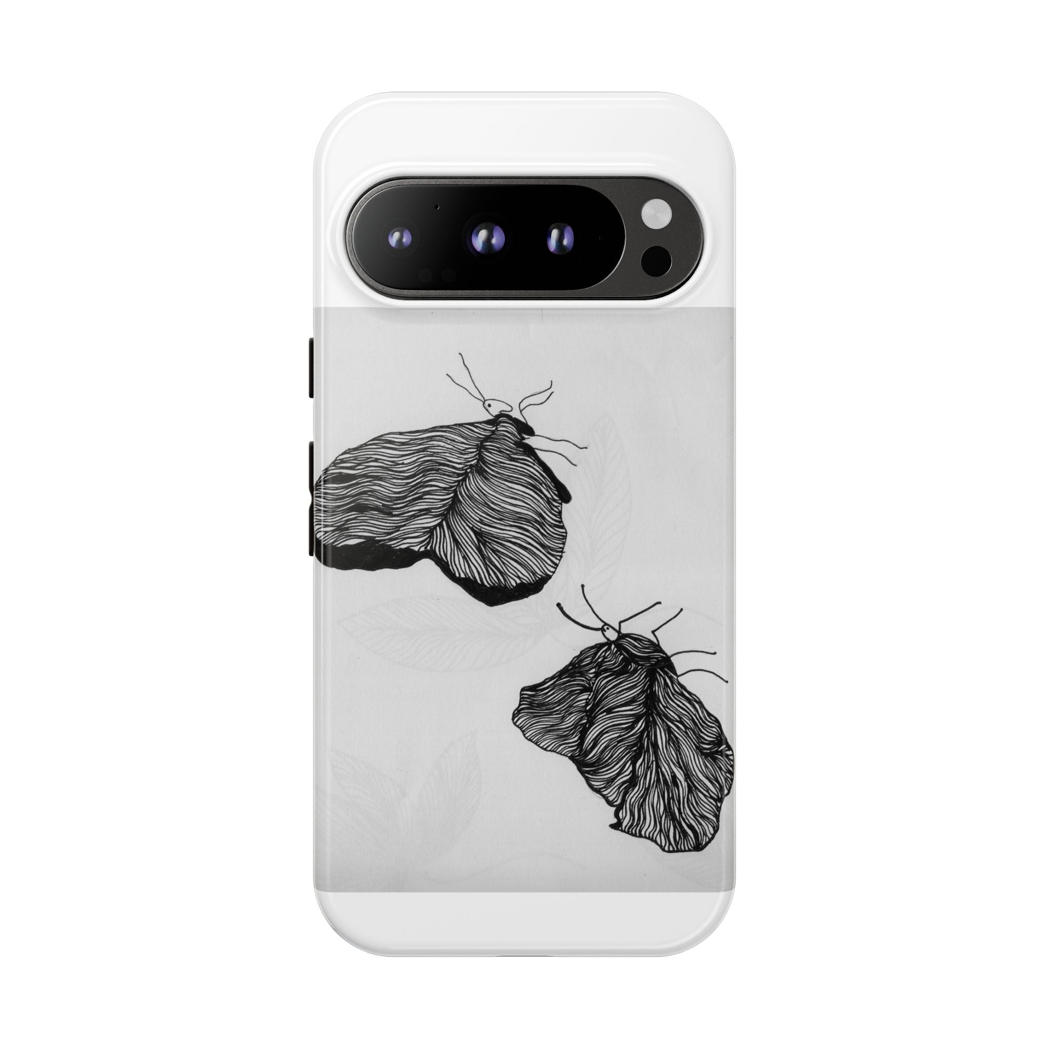 Moth Sketch Phone Case — Minimal Monochrome Insect Art iPhone Cover