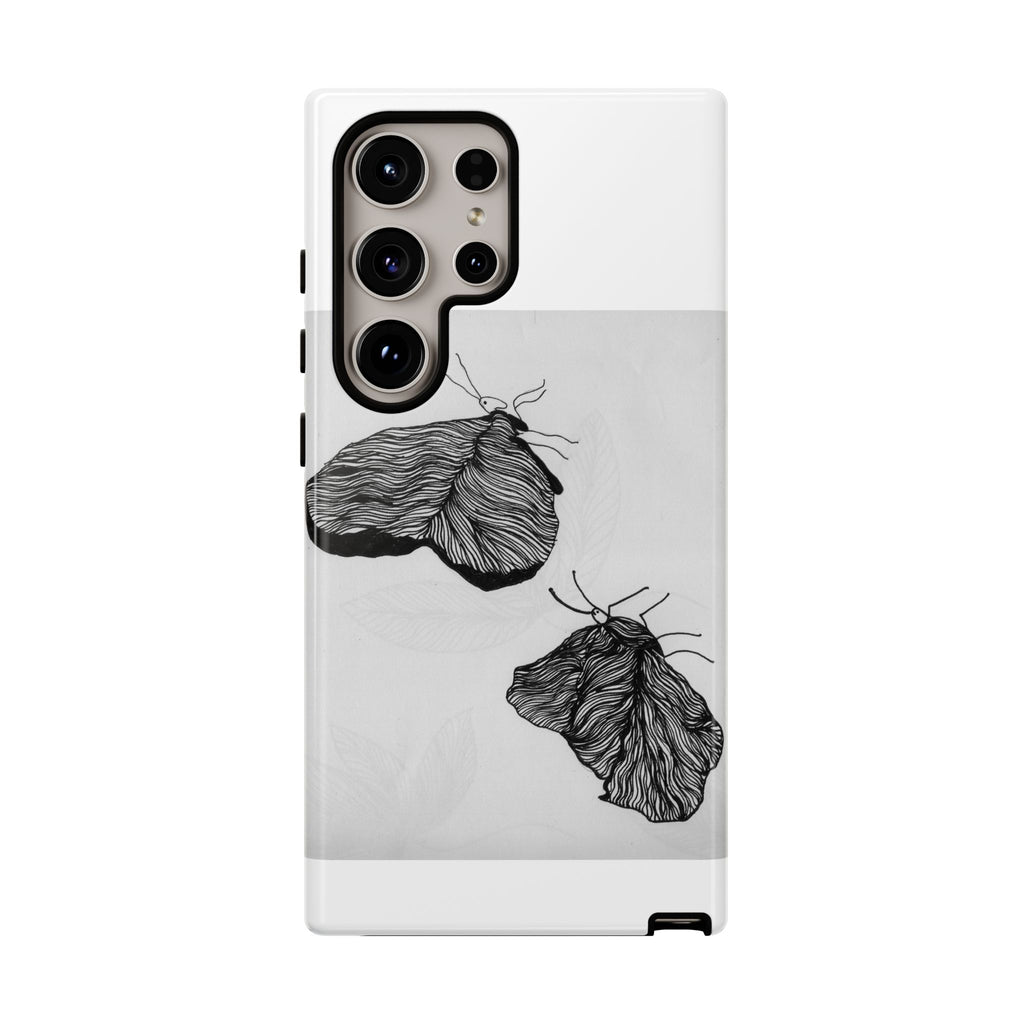 Moth Sketch Phone Case — Minimal Monochrome Insect Art iPhone Cover