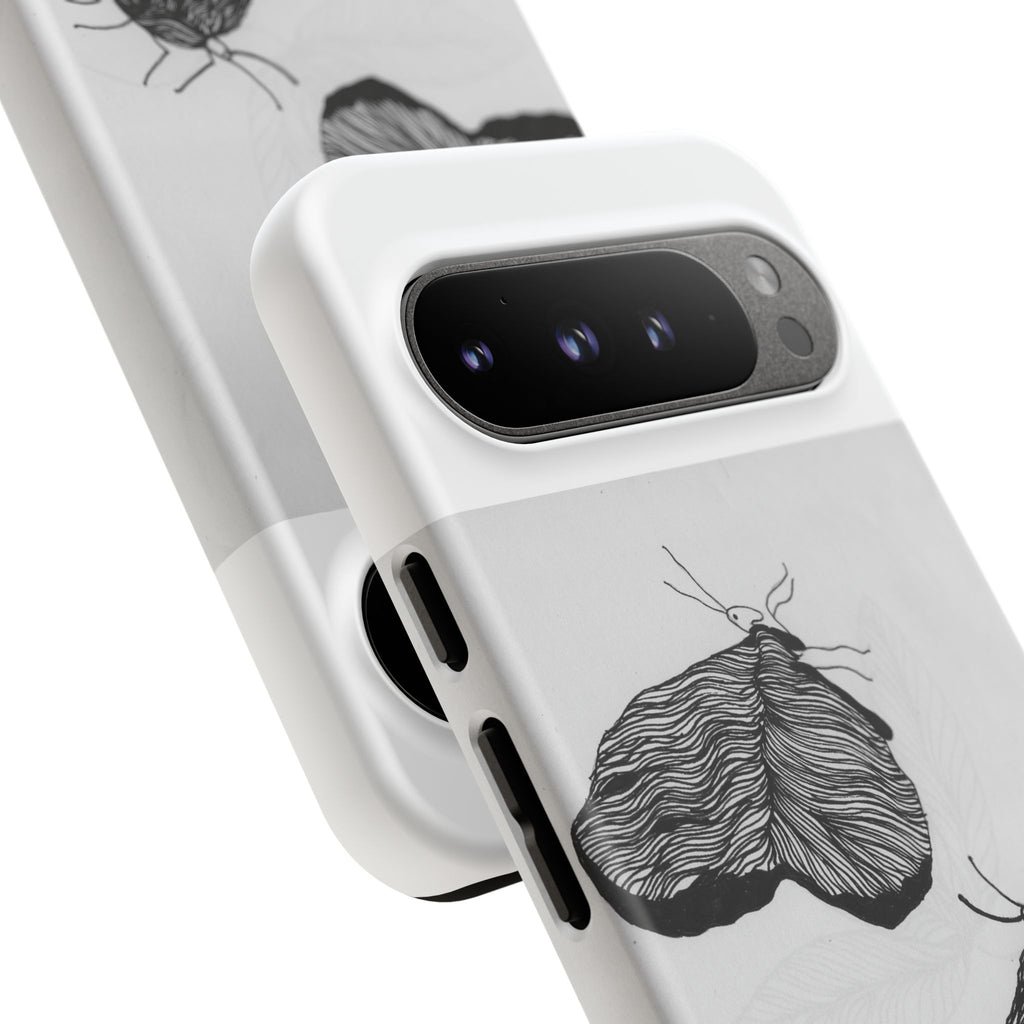 Moth Sketch Phone Case — Minimal Monochrome Insect Art iPhone Cover
