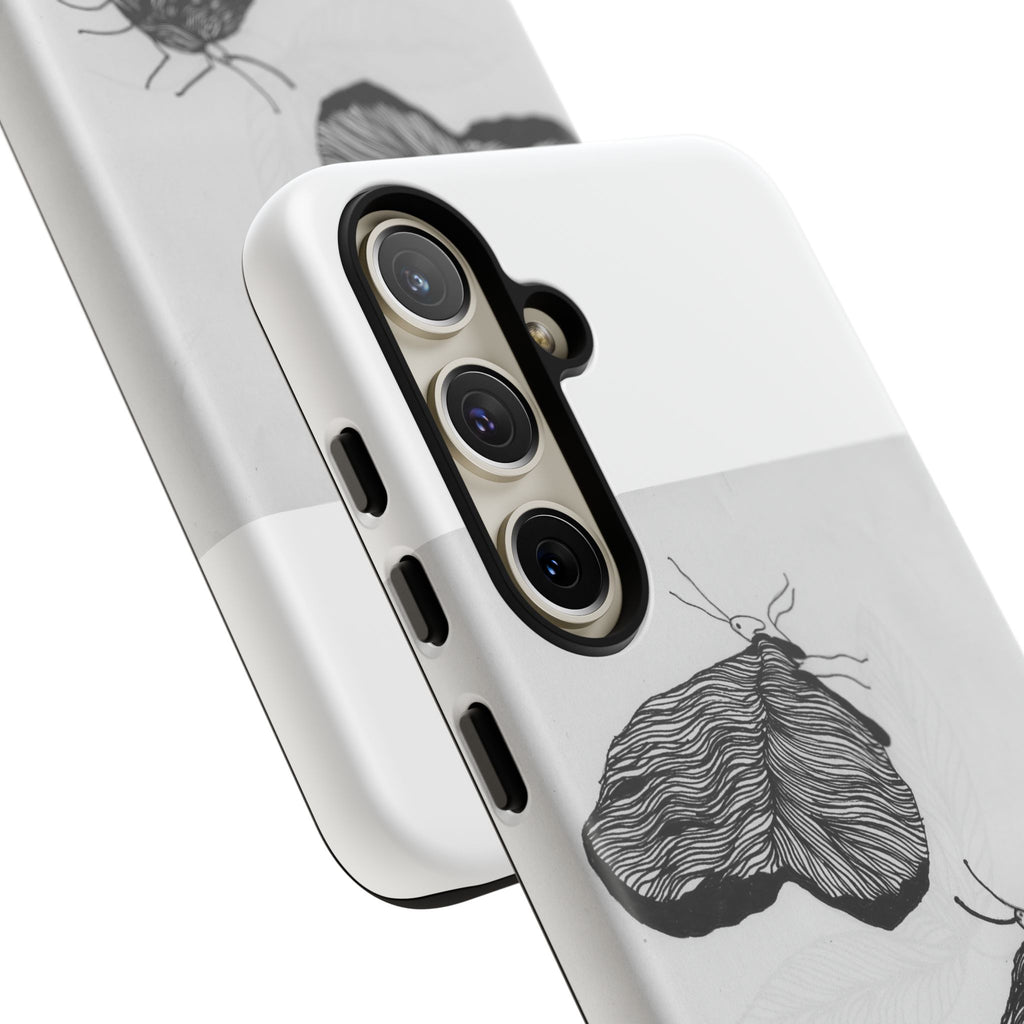 Moth Sketch Phone Case — Minimal Monochrome Insect Art iPhone Cover