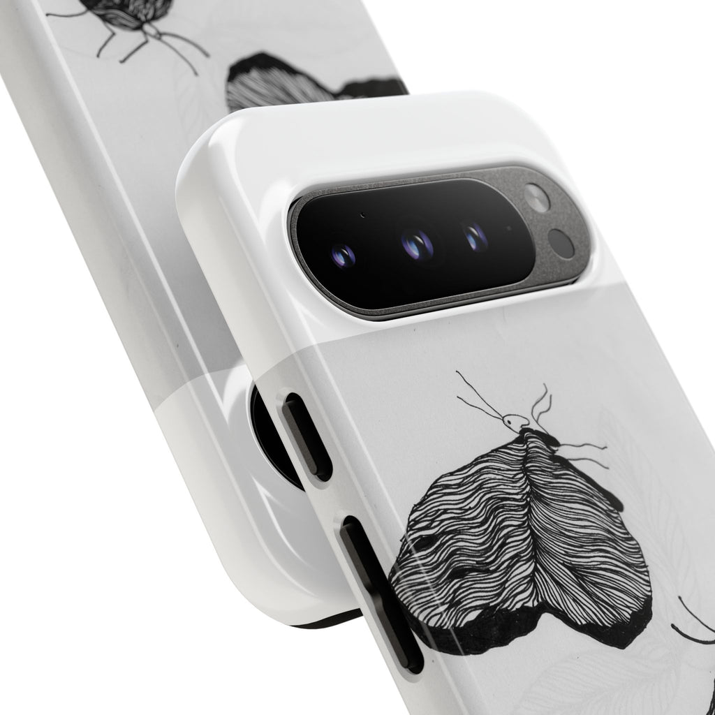 Moth Sketch Phone Case — Minimal Monochrome Insect Art iPhone Cover