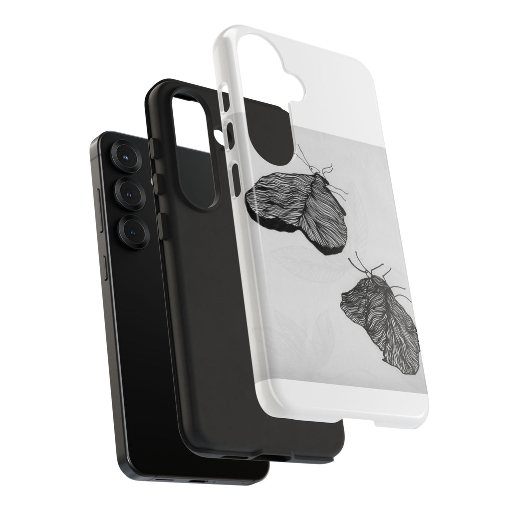 Moth Sketch Phone Case — Minimal Monochrome Insect Art iPhone Cover