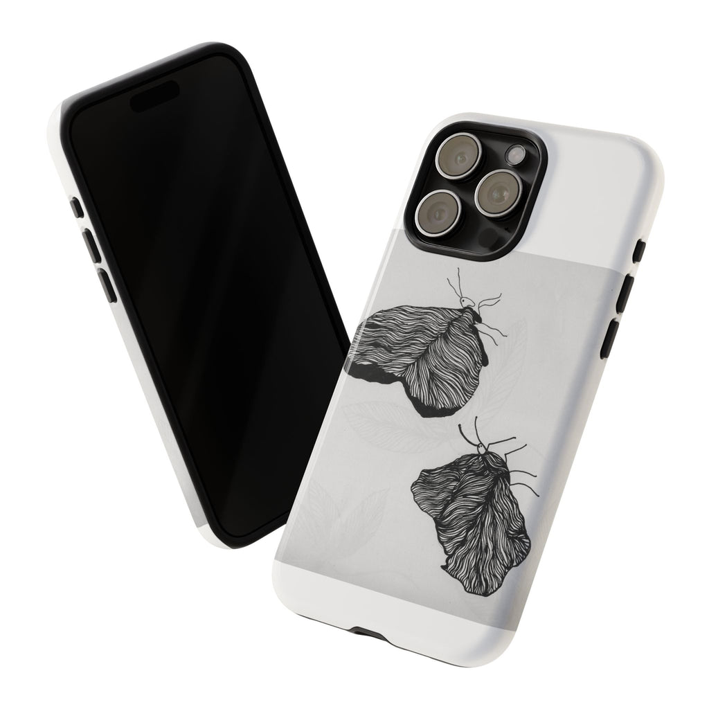 Moth Sketch Phone Case — Minimal Monochrome Insect Art iPhone Cover