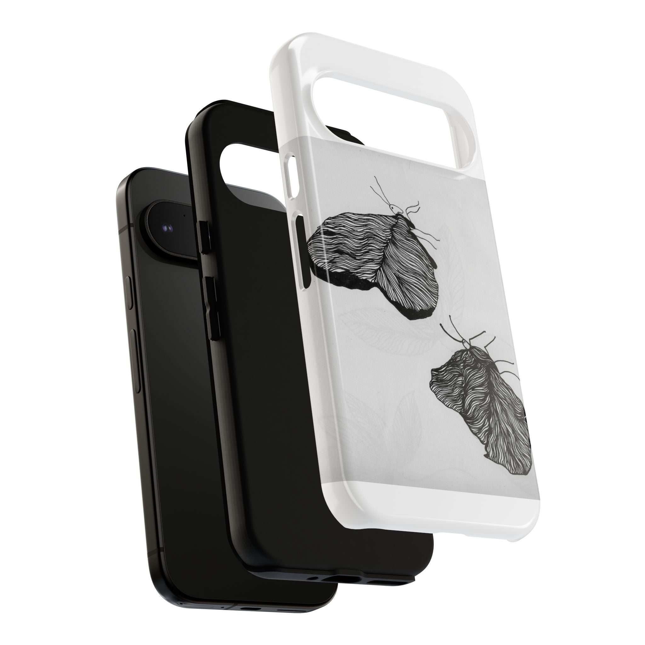 Moth Sketch Phone Case — Minimal Monochrome Insect Art iPhone Cover