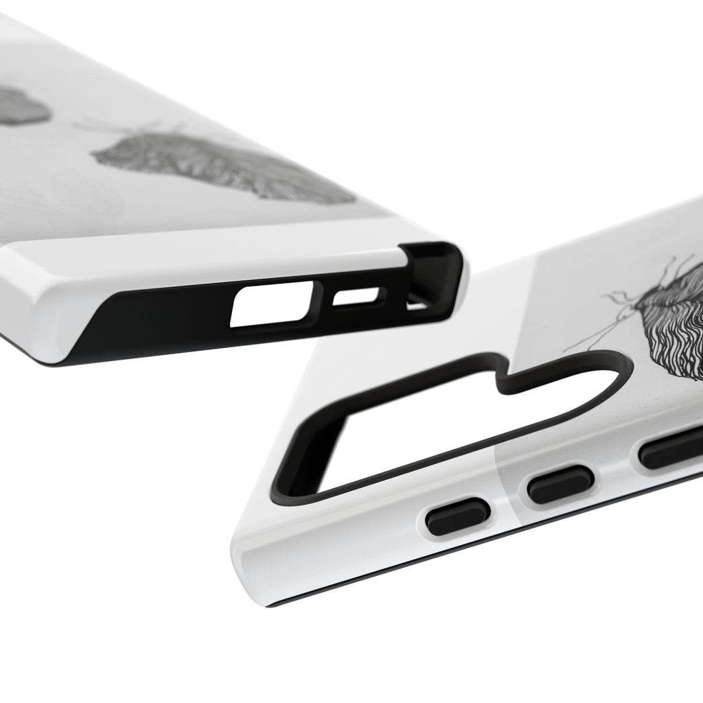 Moth Sketch Phone Case — Minimal Monochrome Insect Art iPhone Cover