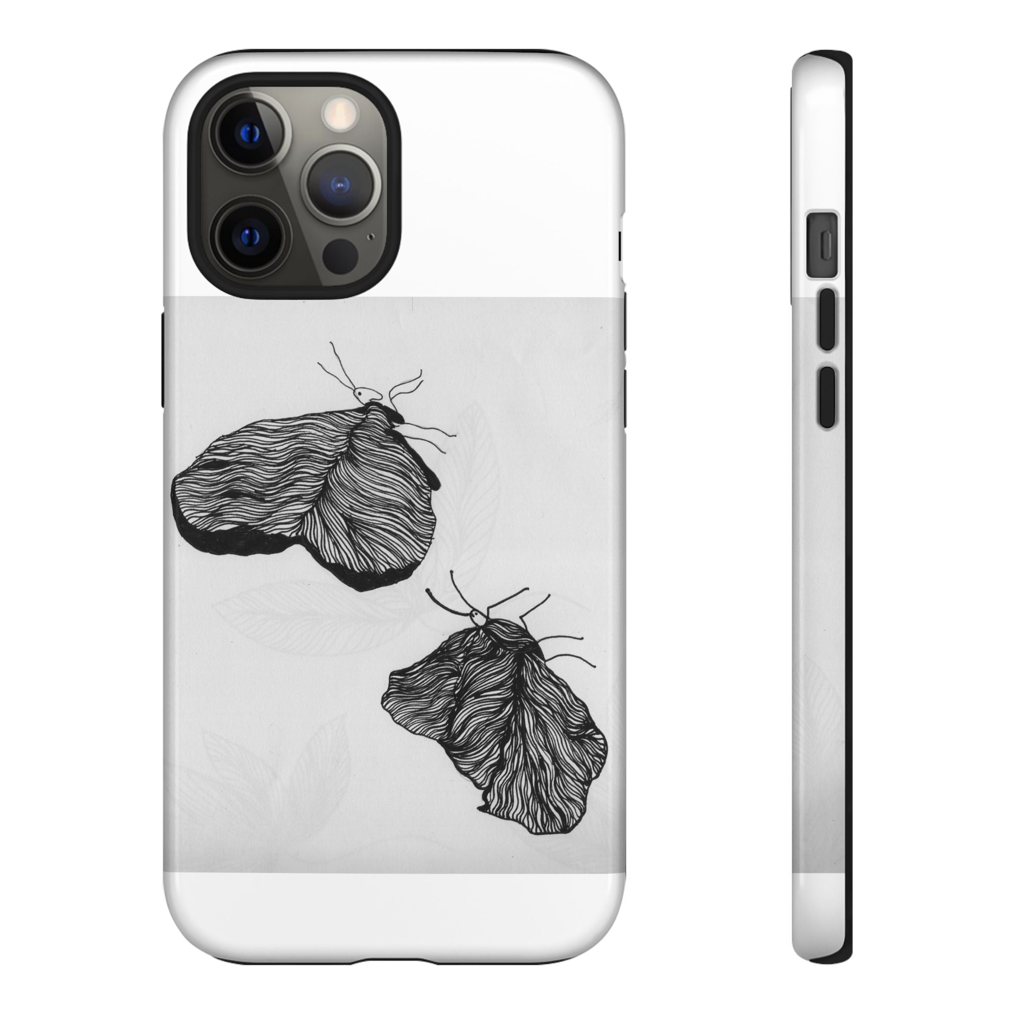Moth Sketch Phone Case — Minimal Monochrome Insect Art iPhone Cover