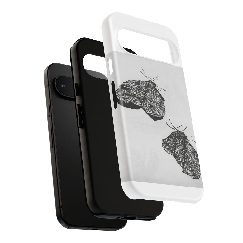 Moth Sketch Phone Case — Minimal Monochrome Insect Art iPhone Cover