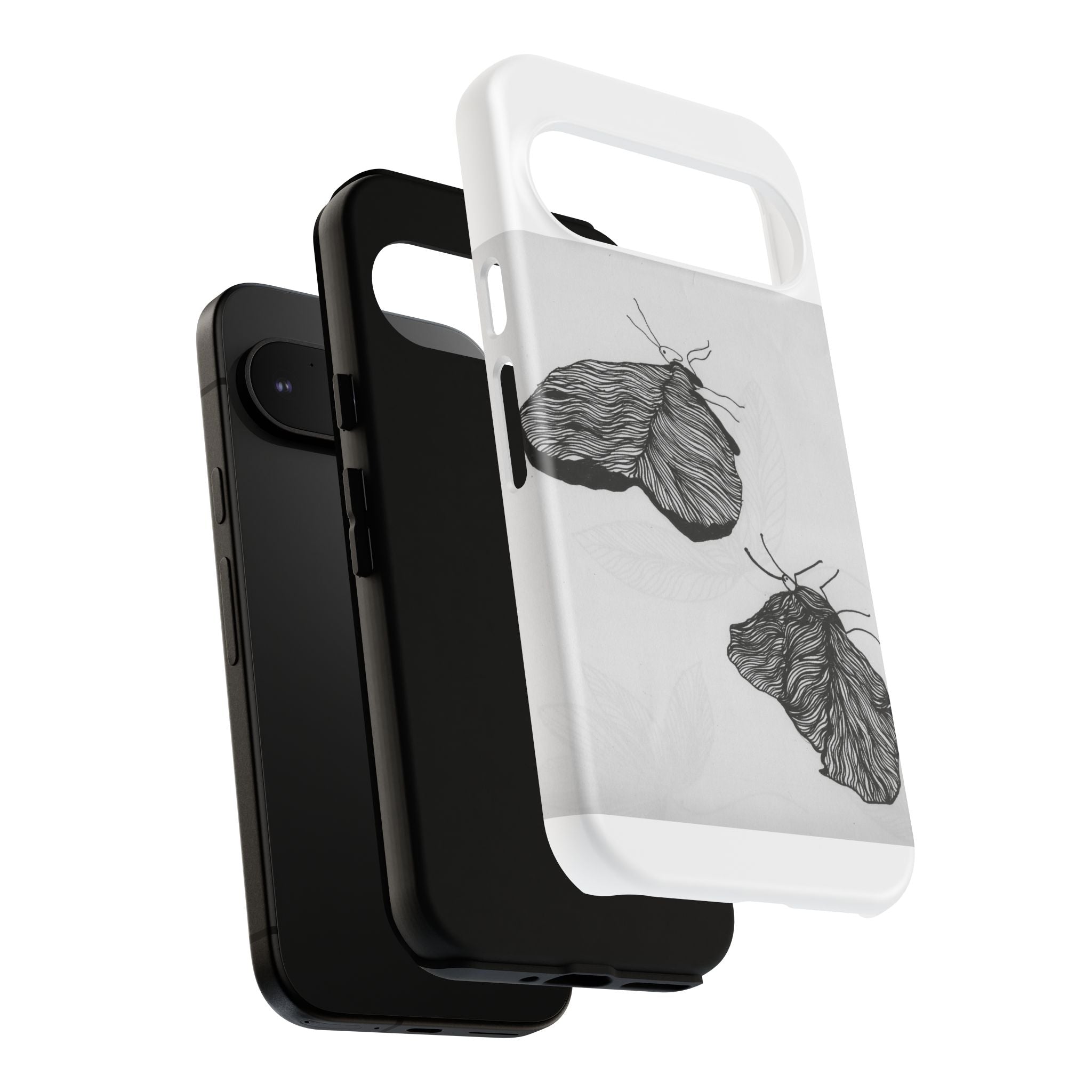 Moth Sketch Phone Case — Minimal Monochrome Insect Art iPhone Cover