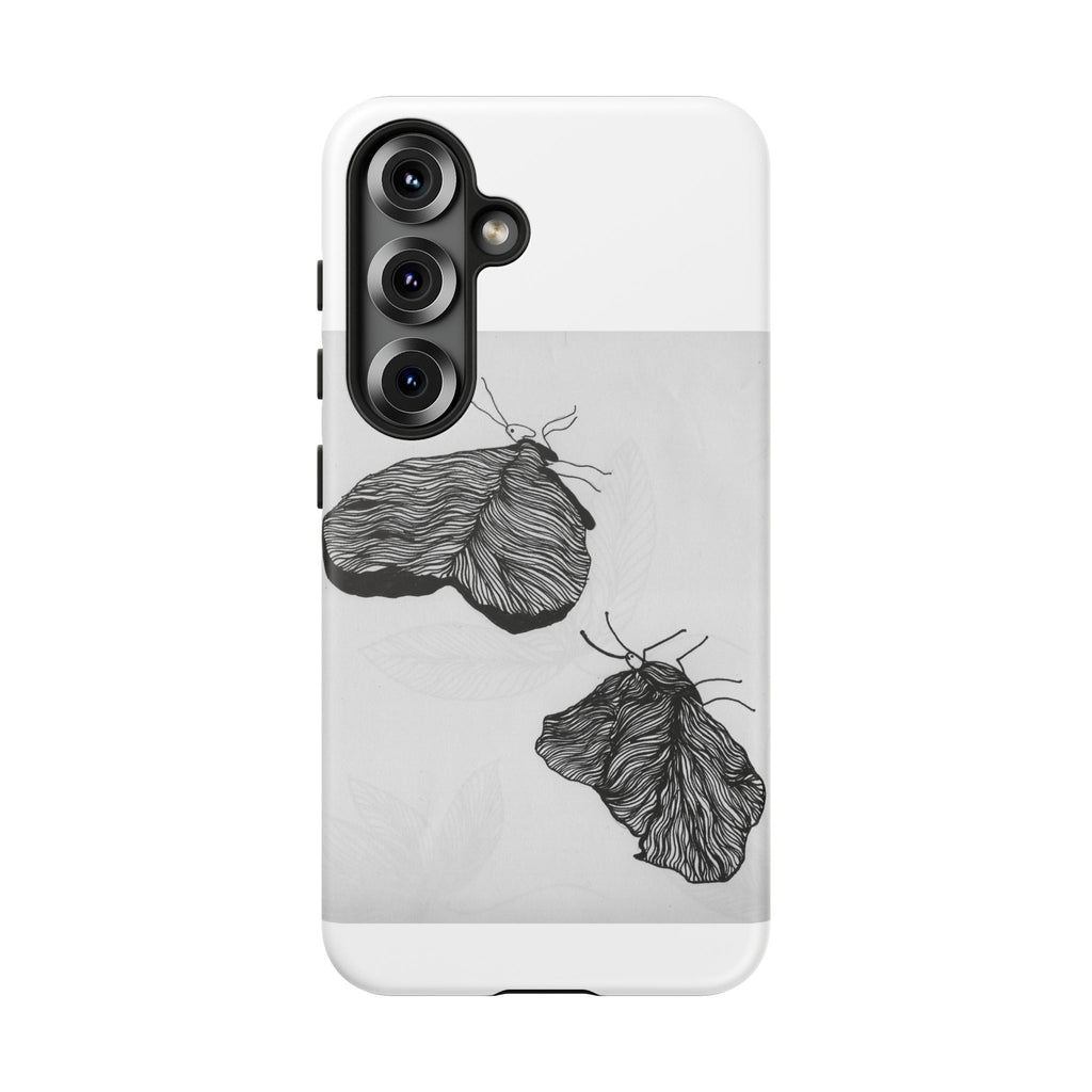 Moth Sketch Phone Case — Minimal Monochrome Insect Art iPhone Cover