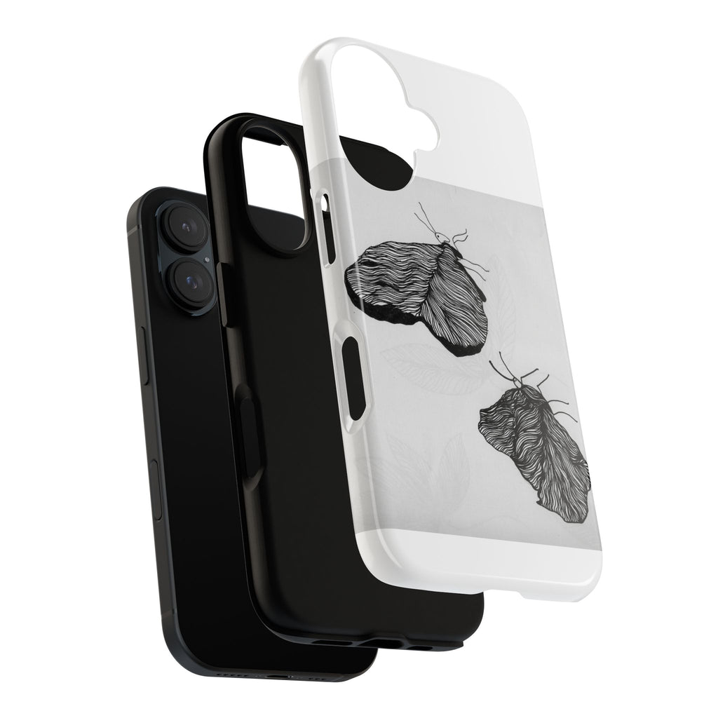 Moth Sketch Phone Case — Minimal Monochrome Insect Art iPhone Cover