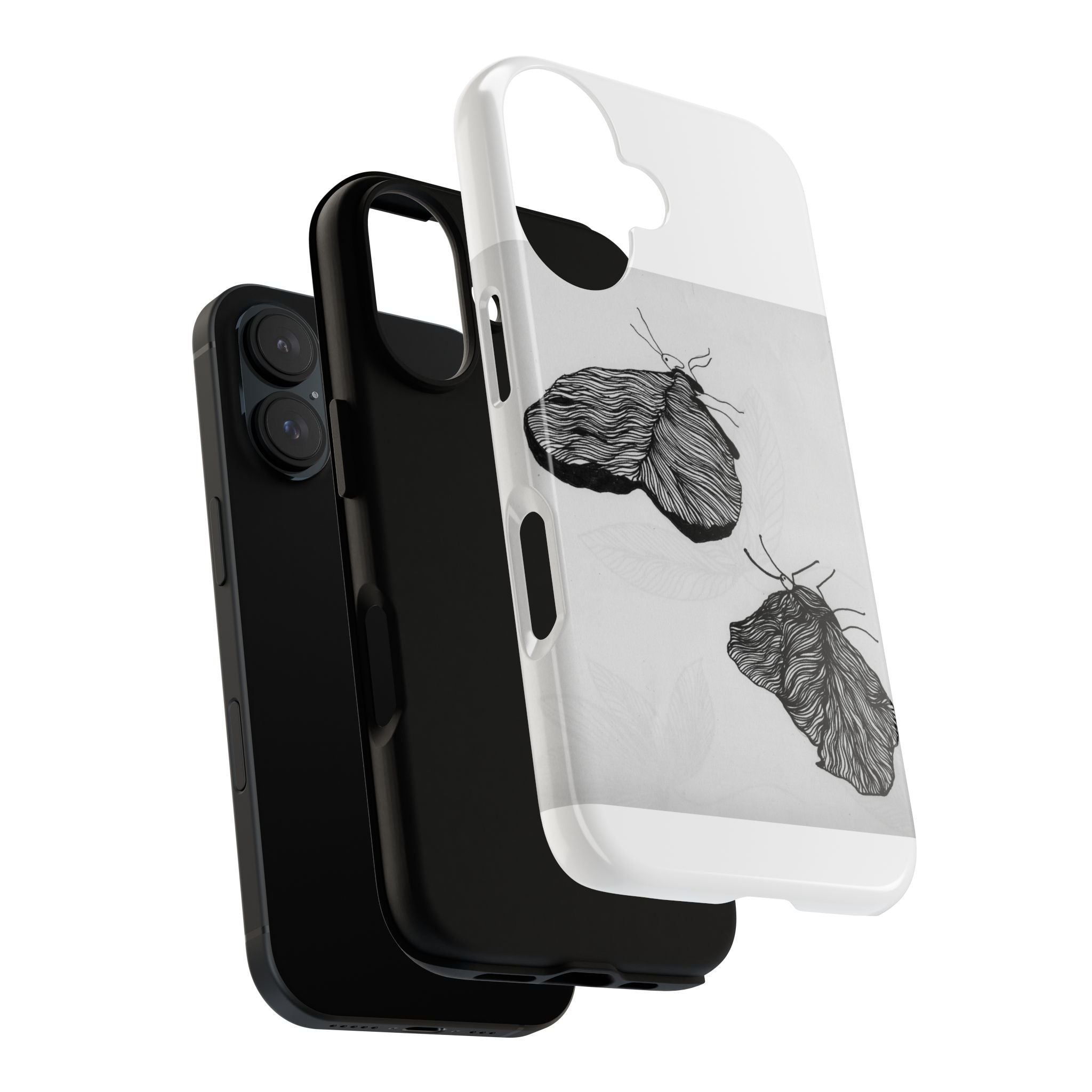 Moth Sketch Phone Case — Minimal Monochrome Insect Art iPhone Cover